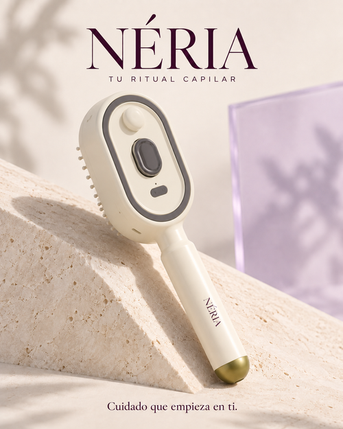 NÉRIA — Ritual 4 en 1 · Cepillo con bruma, masaje y autolimpieza